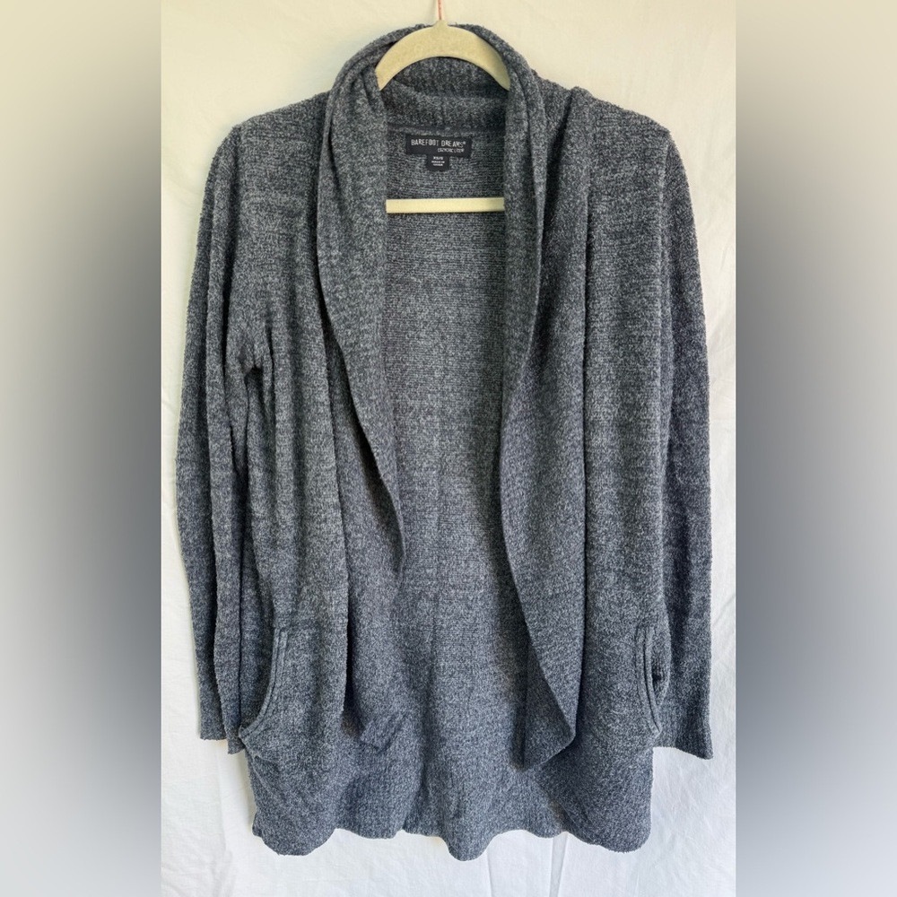 Barefoot Dreams CozyChic Lite Cardigan Gray Open Front XS S